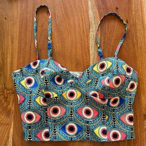 Mara Hoffman Eye Crop Top Bustier Size 6